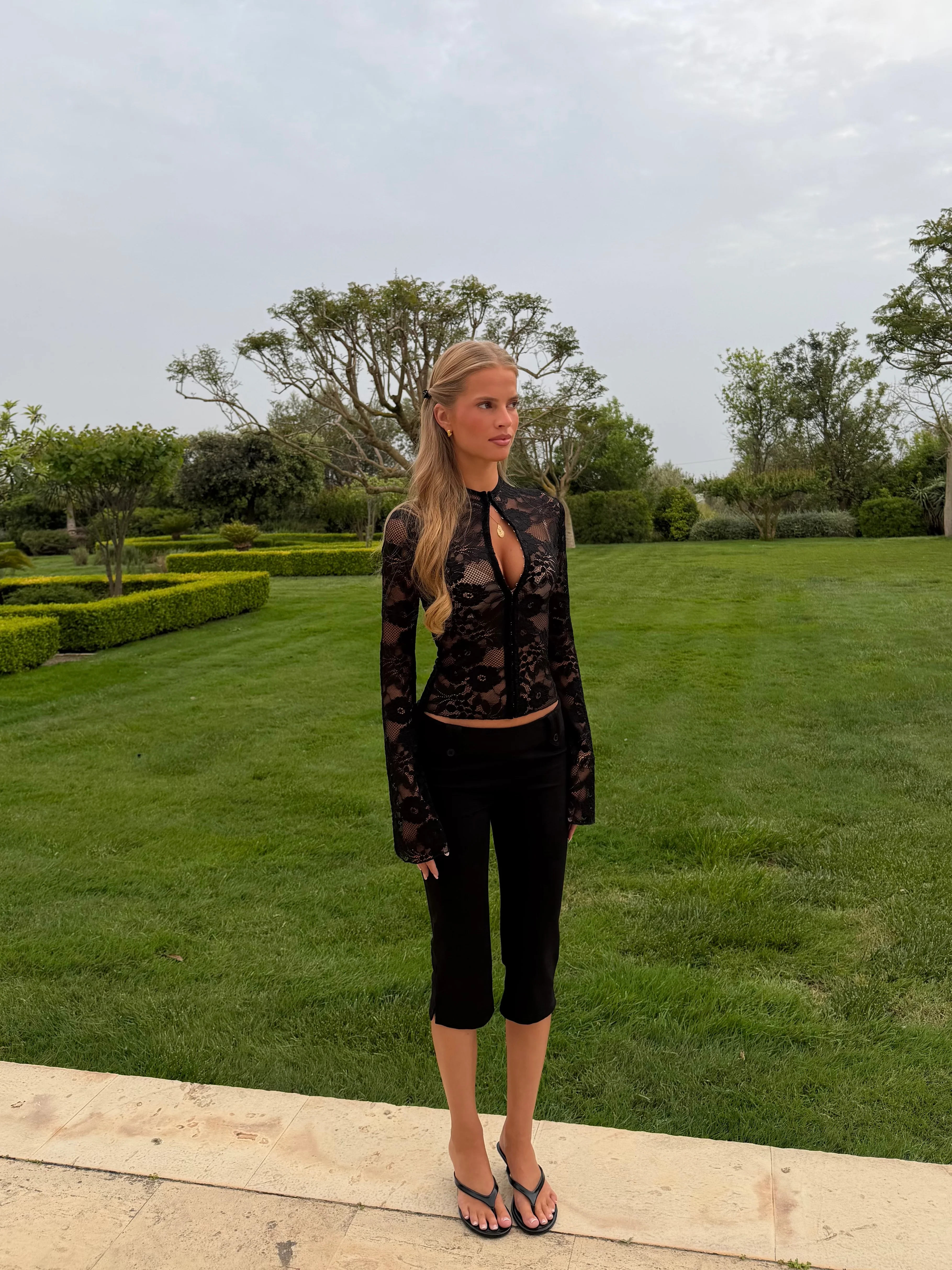 Aria lace long sleeve top - Black - Image 2