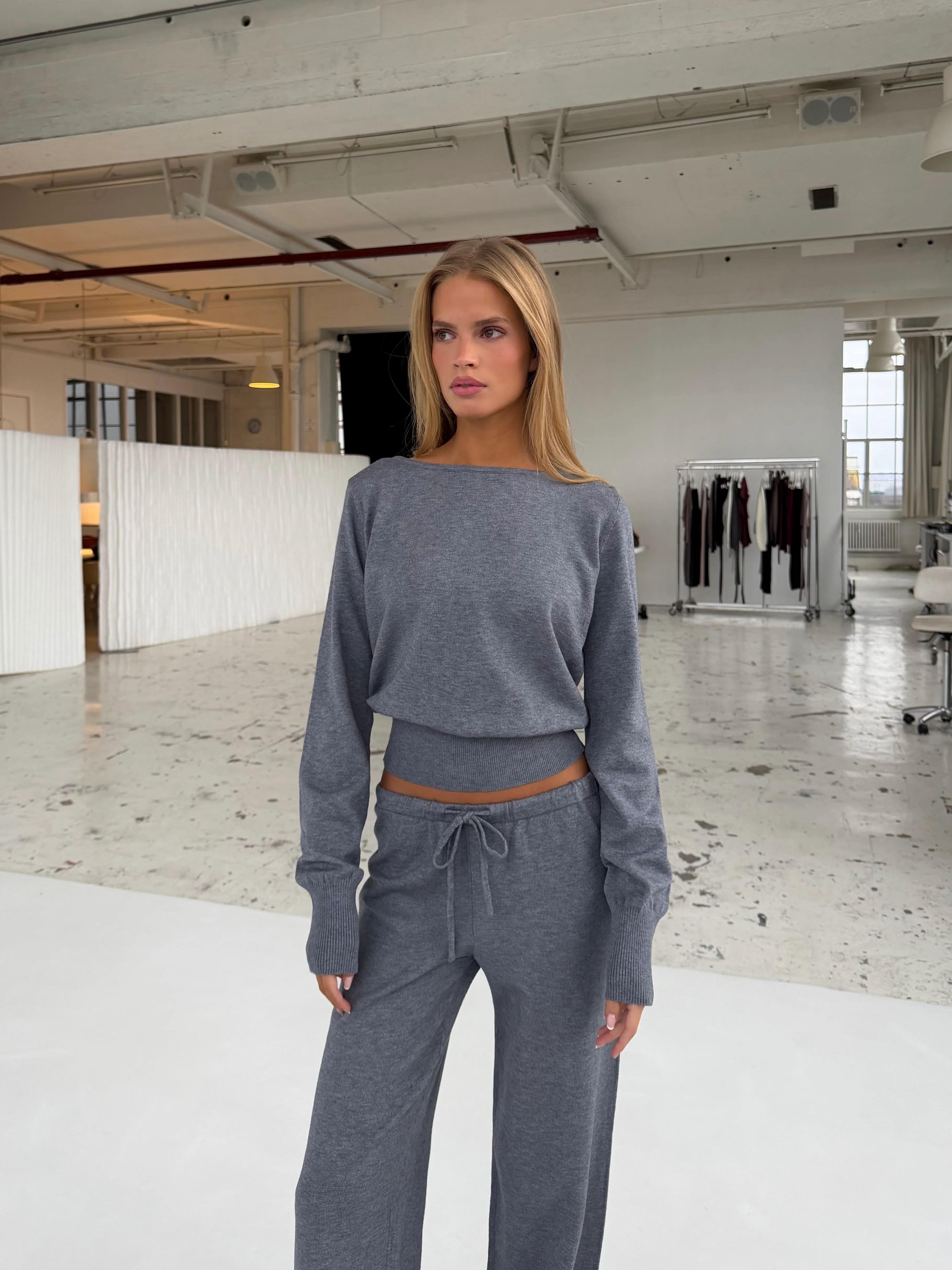 Open back knit top - melange grey - Image 2