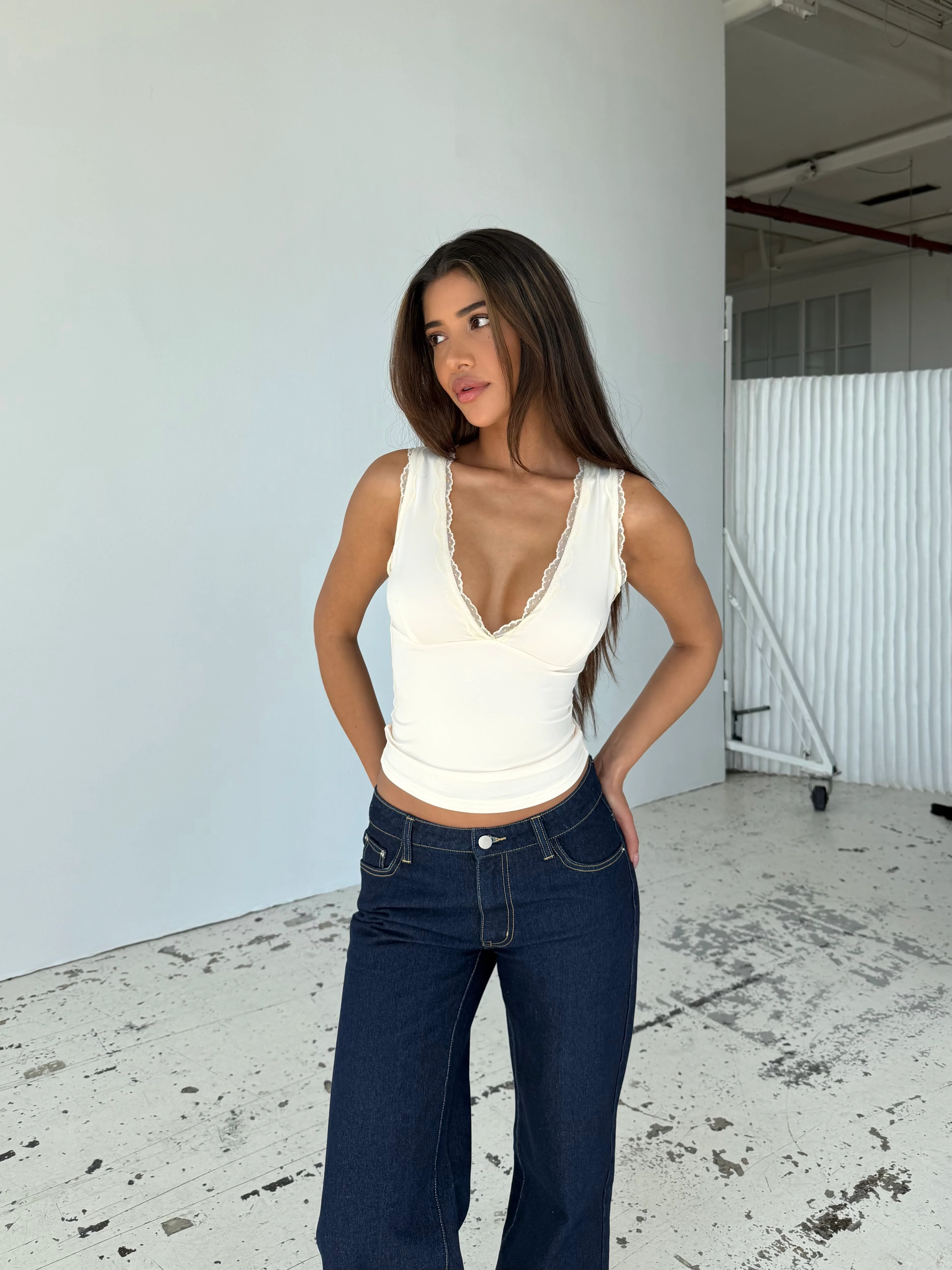 Basic lace top - cream