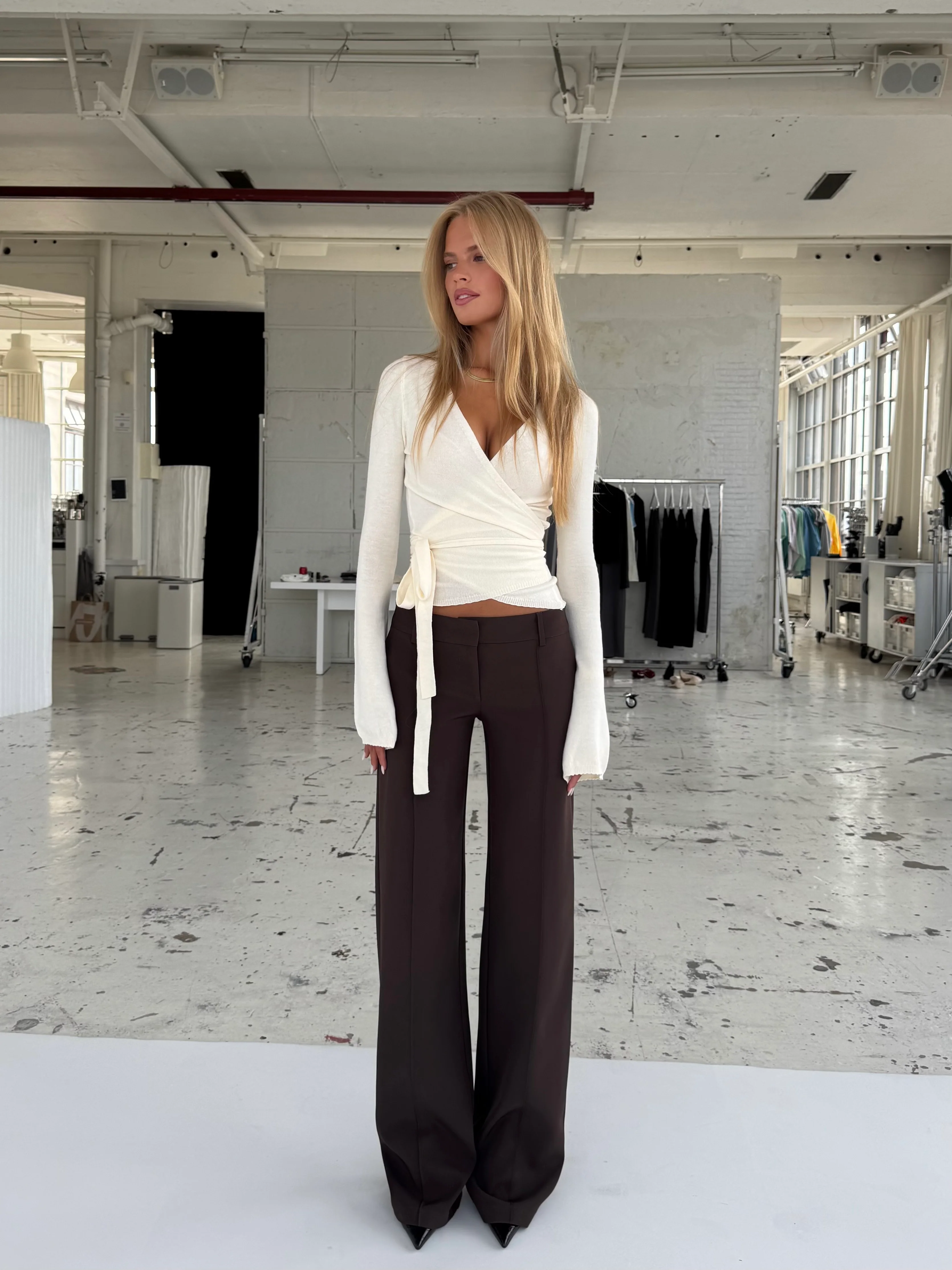 TALL Vera Wide low waist trousers - Dark brown