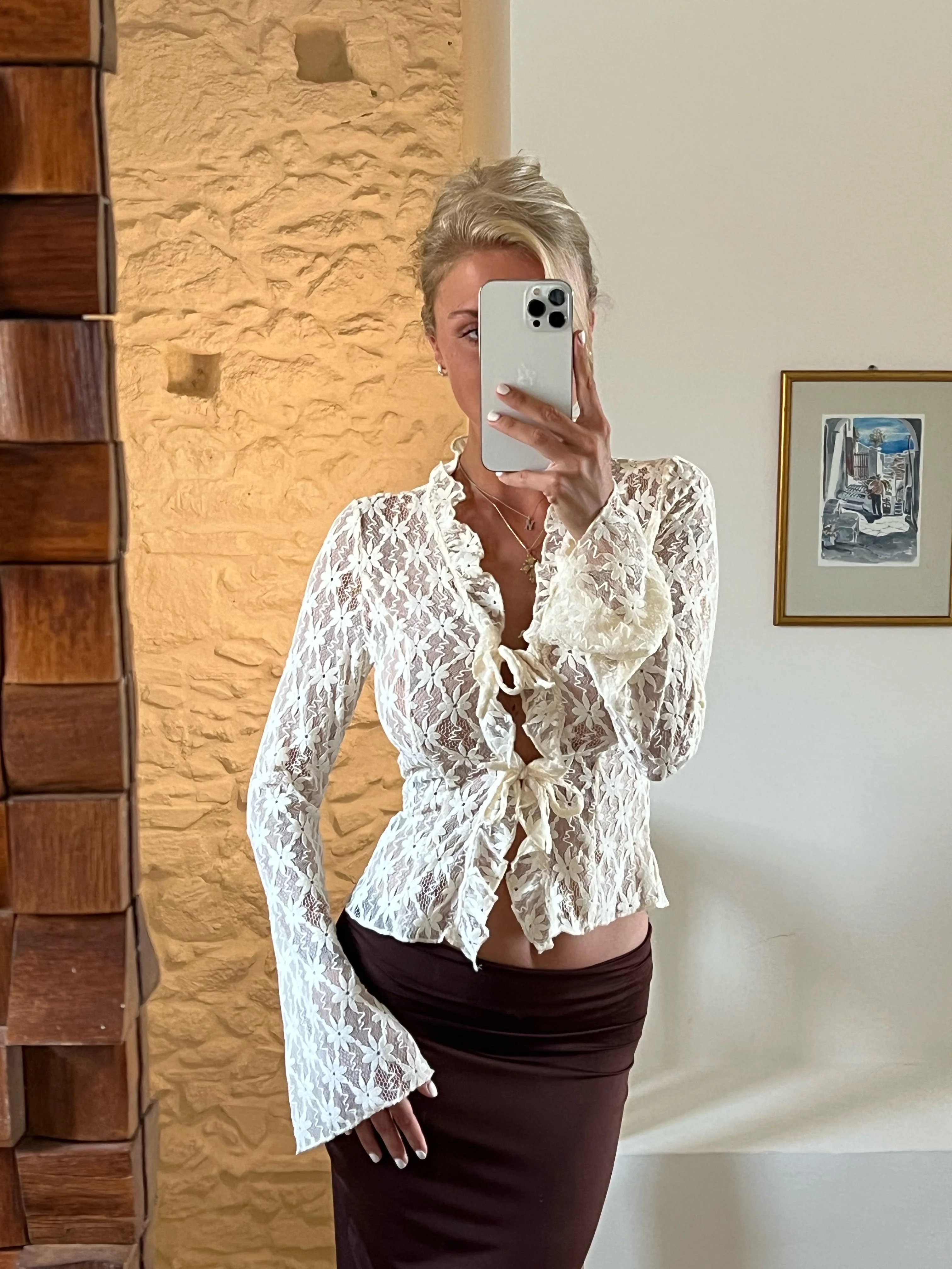 Thalia Trim lace top - cream